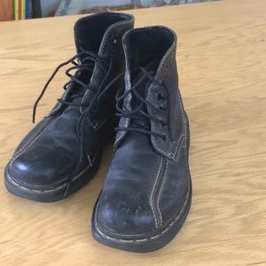 Black Lace Up Leather Boots